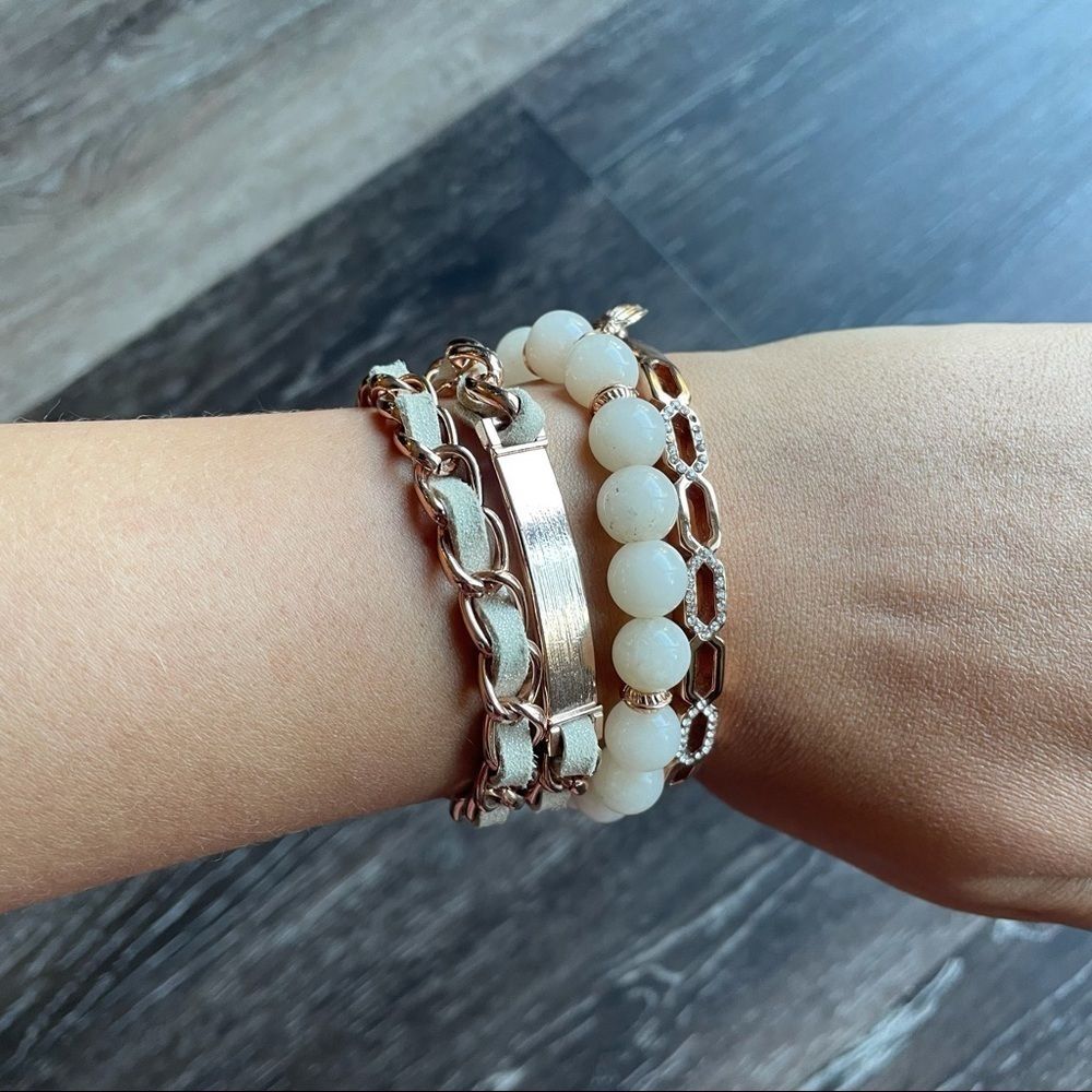 THE LIMITED- Rose Gold/Quartz 3 Bracelet Set